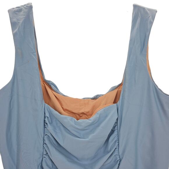 J. Crew Womans size 22 Ruched Square Neck One Piece Swimsuit Cheeky Blue NEW - Picture 4 of 8